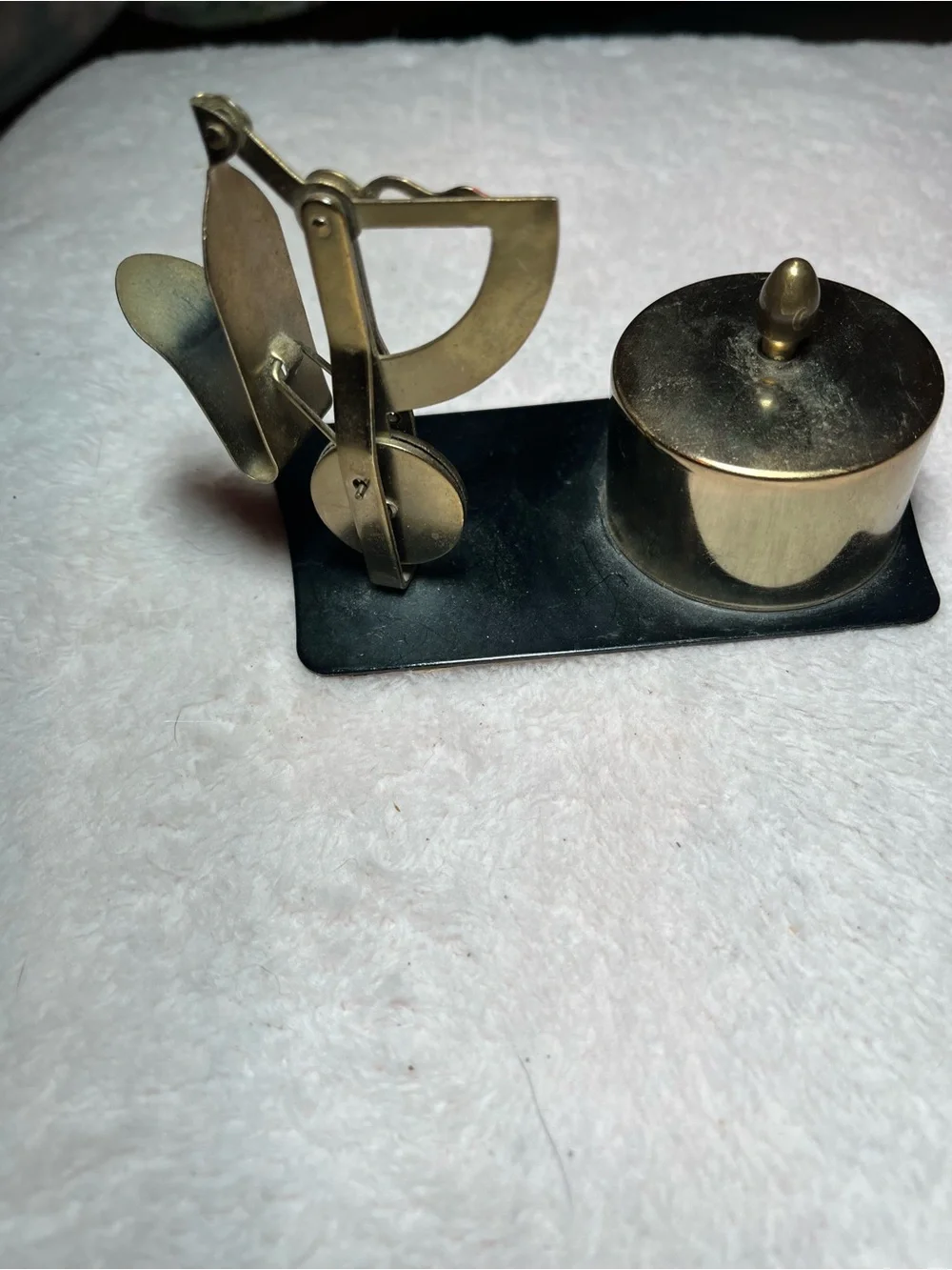 Vintage Metal Postal Letter Scale with Postage Stamp Roll Holder Dispenser Japan